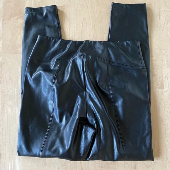 CATHERINE Malandrino BNWOT Black Faux Leather Tights Pants Sz Medium New Pull On - Picture 7 of 8